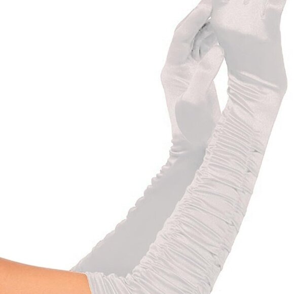Party Gloves for Women Long Satin Opera Gloves Shirred Elbow Gloves - Picture 1 of 2